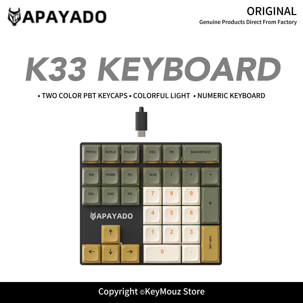 Office Tech - 33-Key Mechanical Numeric Keypad APAYADO K33